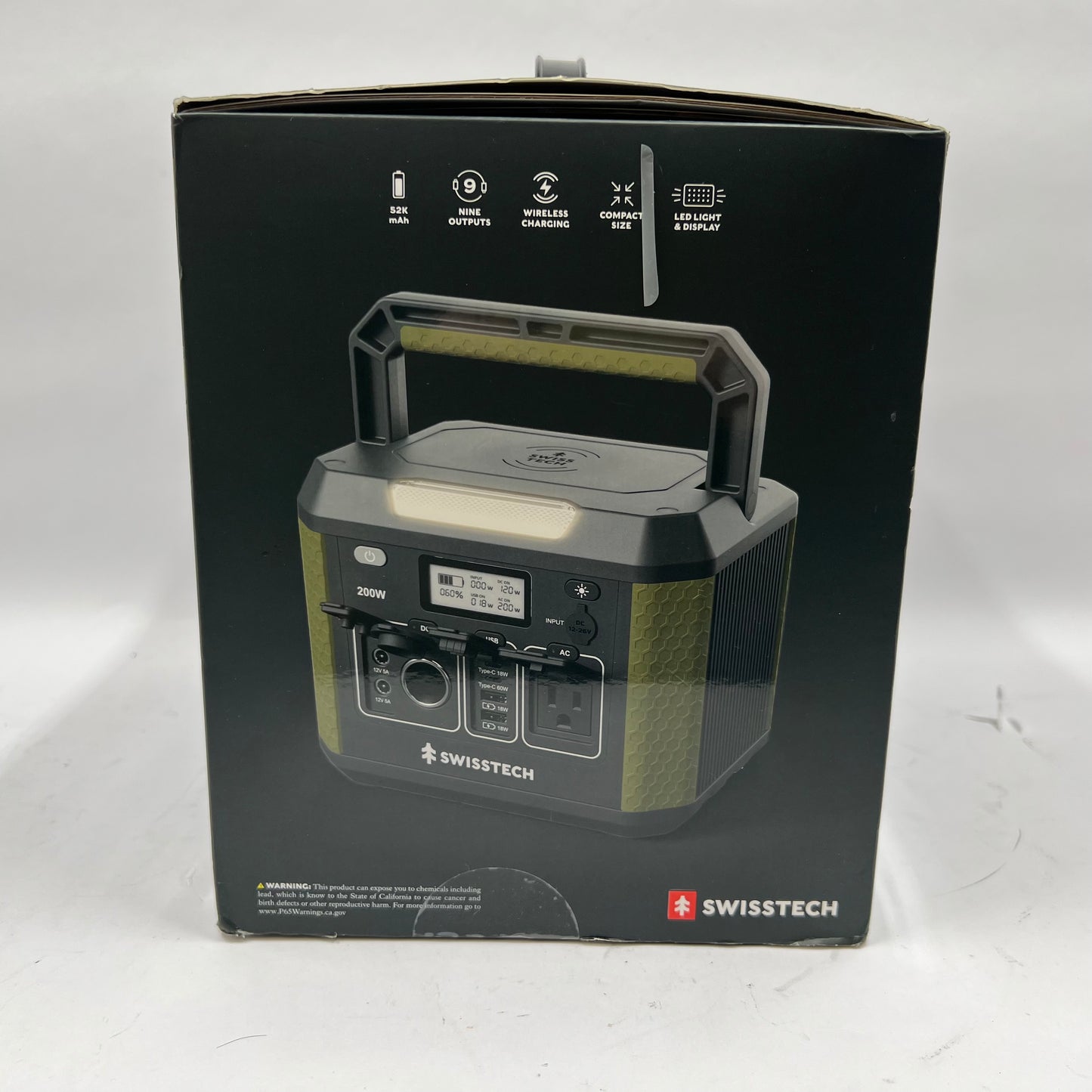 Swiss Tech Kompakt Portable Power Station 33649 200W with Wireless Charging Pad