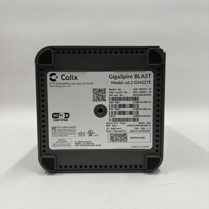 New Calix GigaSpire Blast U6.2 GS4227E Dual Band WiFi 6 Mesh WiFi Router