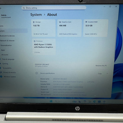 HP Laptop 15-EF2127WM 15.6" Ryzen 5 5500U 2.1GHz 32GB RAM 2TB SSD