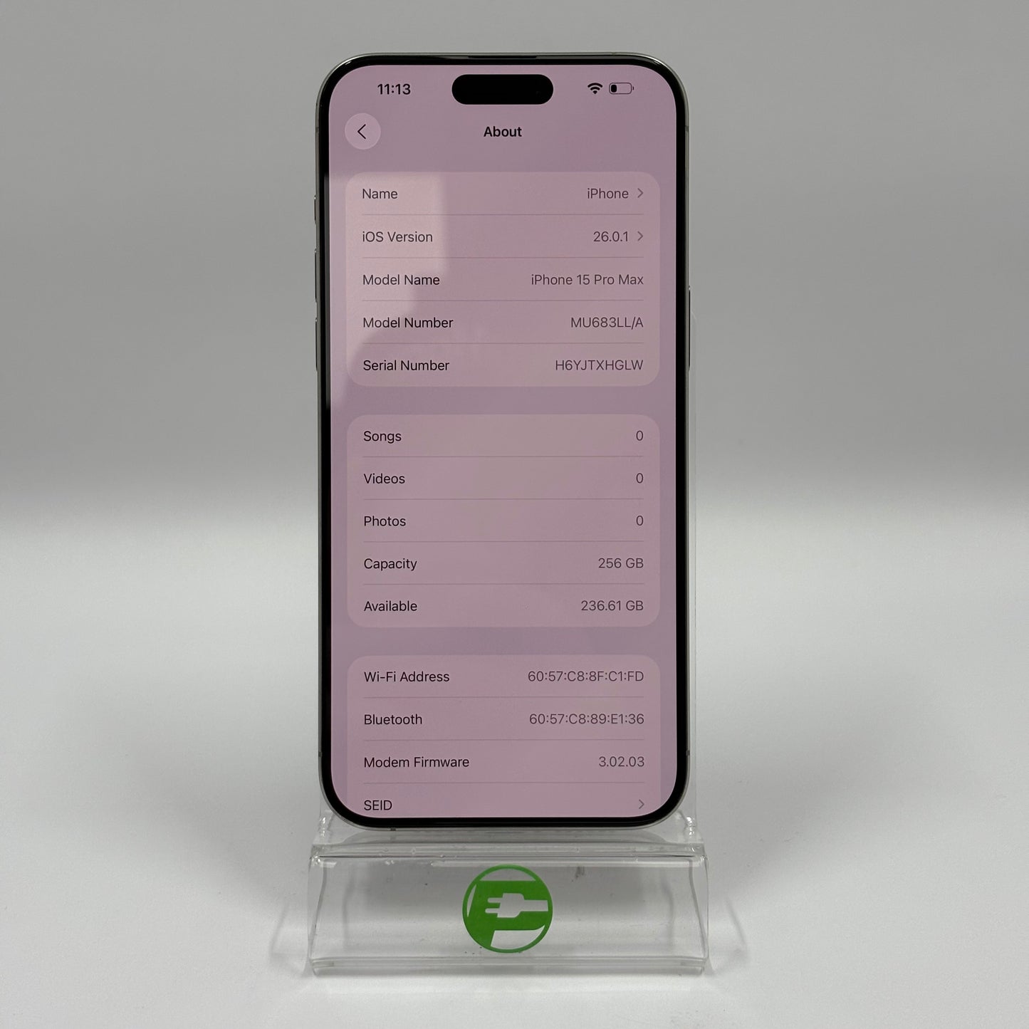 Unlocked Apple iPhone 15 Pro Max 256GB Gray MU683LL/A