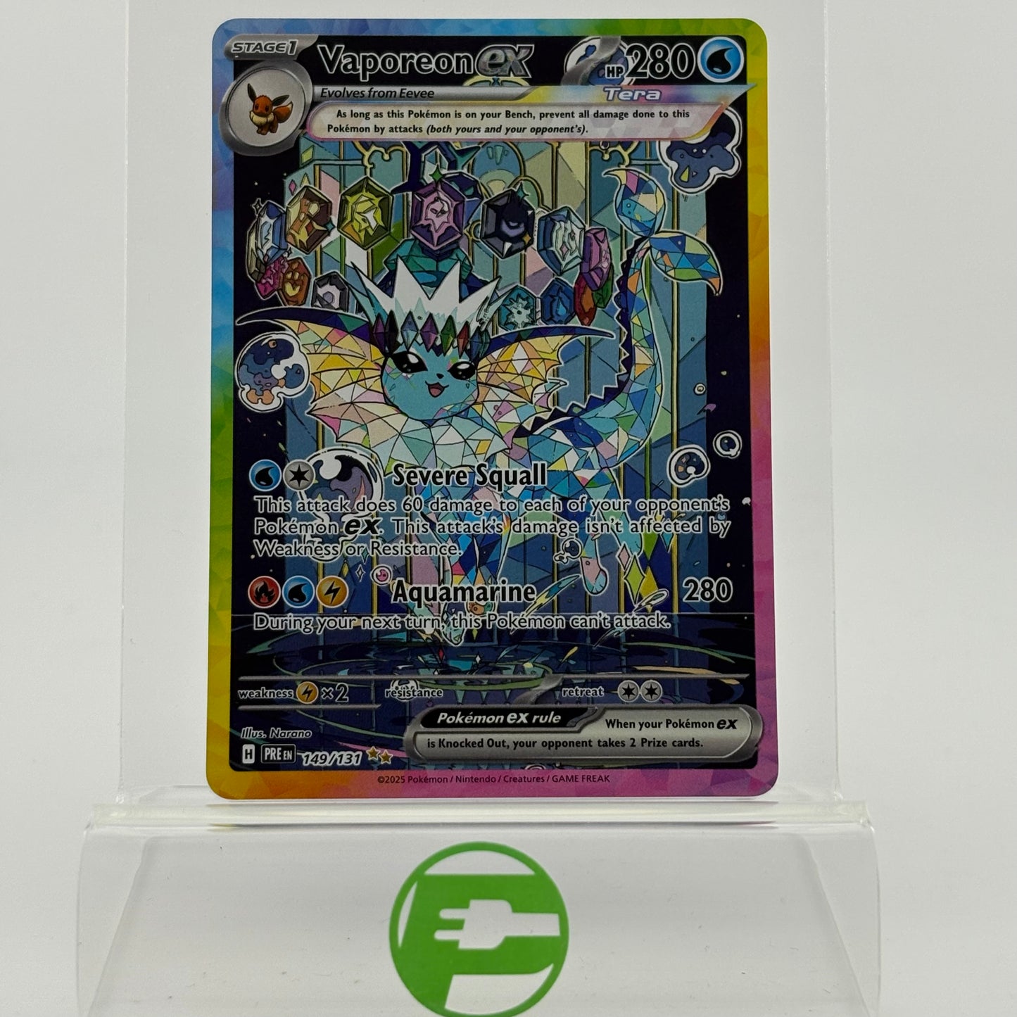 Pokémon TCG Prismatic Evolution Vaporeon EX 165/85 English