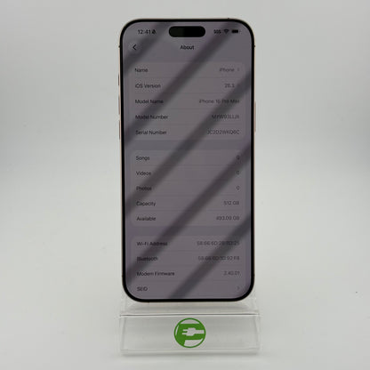 Factory Unlocked Apple iPhone 16 Pro Max 512GB Desert Titanium MYW93LL/A