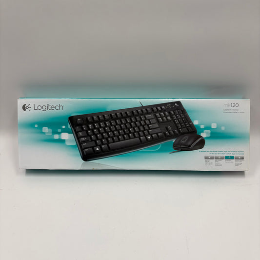 New Logitech MK120 Wired Keyboard and Mouse 920-002565