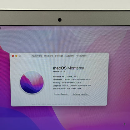 2017 Apple MacBook Air 13.3" i5 1.8GHz 8GB RAM 128GB SSD Silver A1466