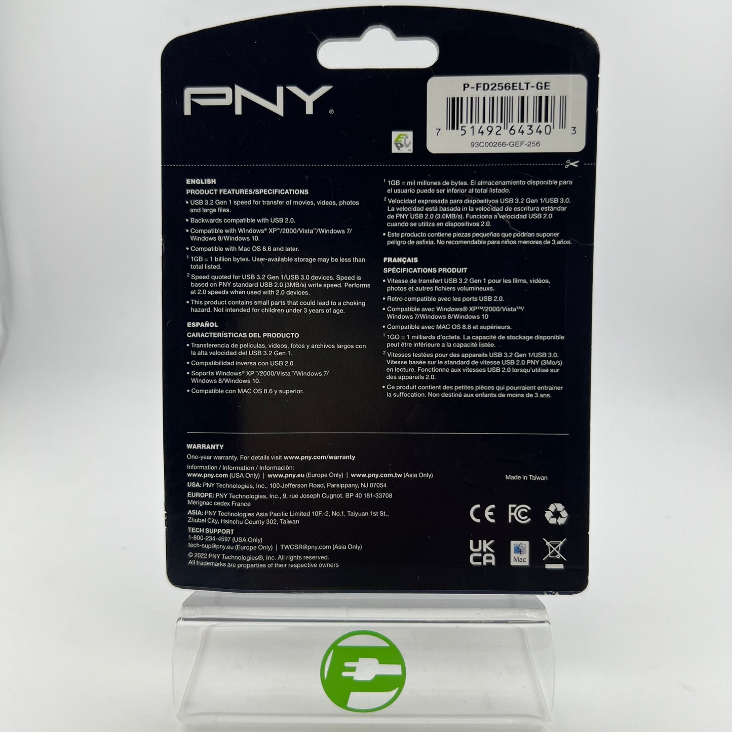 New PNY Elite 256GB USB 3.2 Flash Drive P-FD256ELT-GE