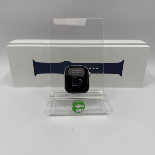 GPS Only Apple Watch Series 10 42MM Silver Aluminum Denim Sport Band MWWA3LW/A