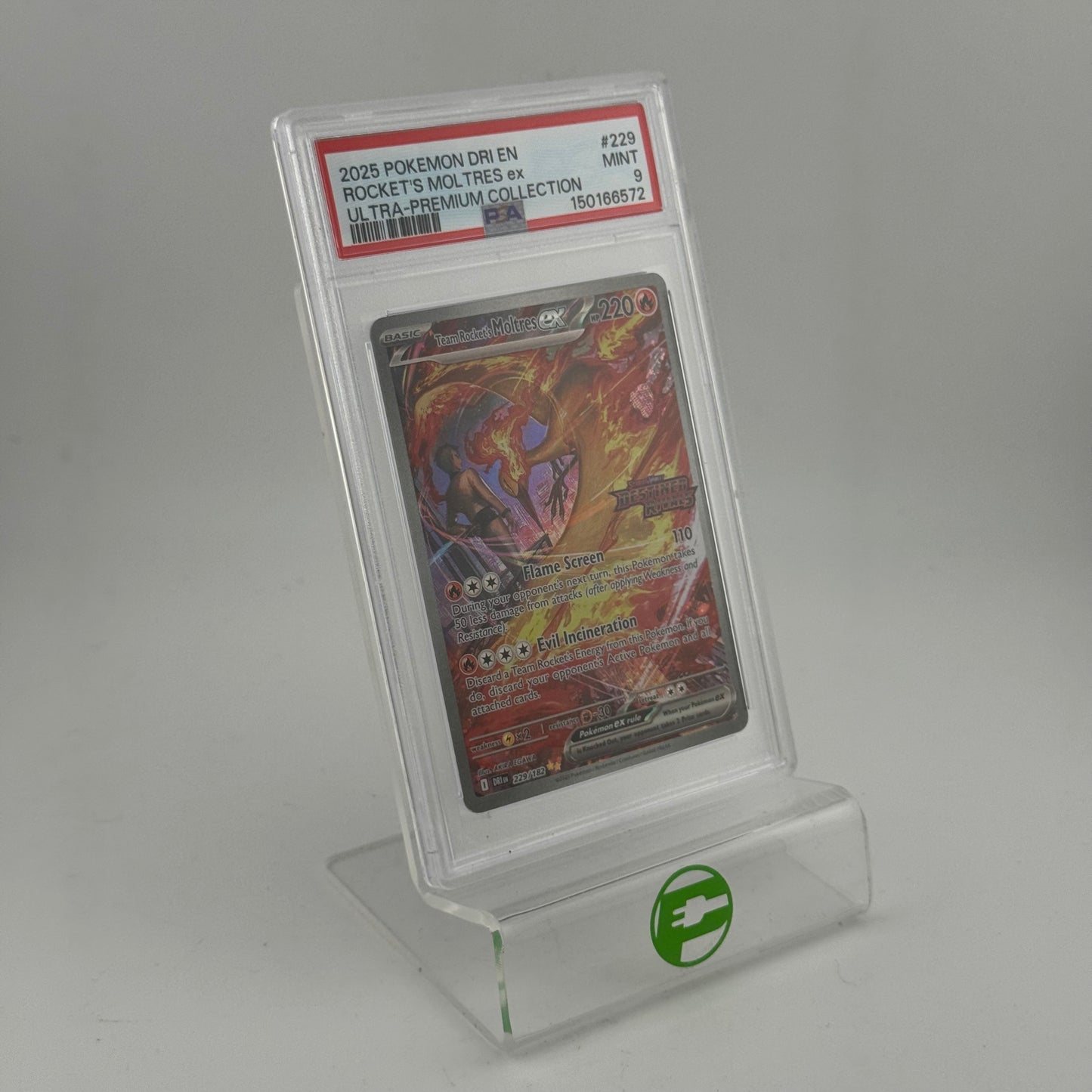 Pokémon TCG Destined Rivals Team Rockets Moltres EX #229 Holo English PSA 9