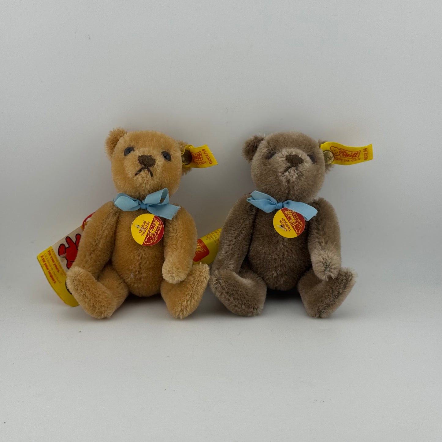Steiff Original Teddy 5" Vintage Jointed Mohair Teddy Bear 0202/14 Lot of 2