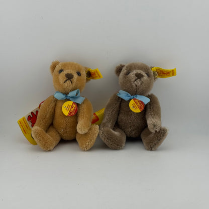 Steiff Original Teddy 5" Vintage Jointed Mohair Teddy Bear 0202/14 Lot of 2