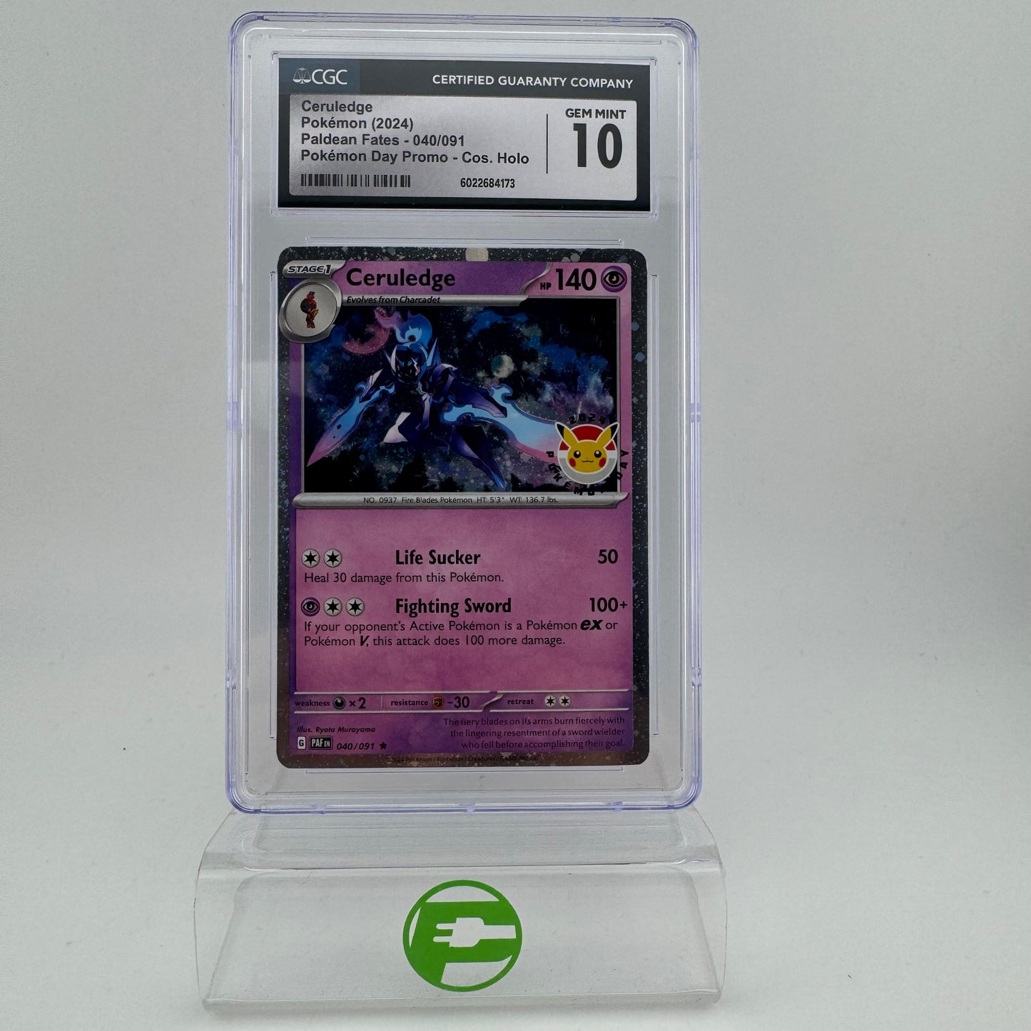 Pokémon TCG Paldean Fates Ceruledge [Pokemon Day] #40 Holo English CGC 10 GEM