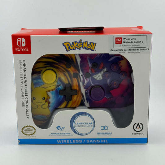 New PowerA Enhanced Wireless Controller Pikachu Vs Gengar NWLC001 For Switch