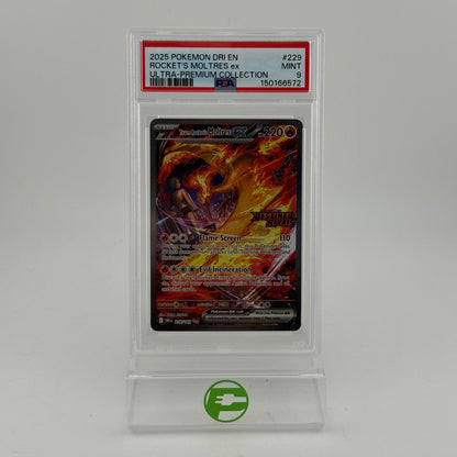 Pokémon TCG Destined Rivals Team Rockets Moltres EX #229 Holo English PSA 9
