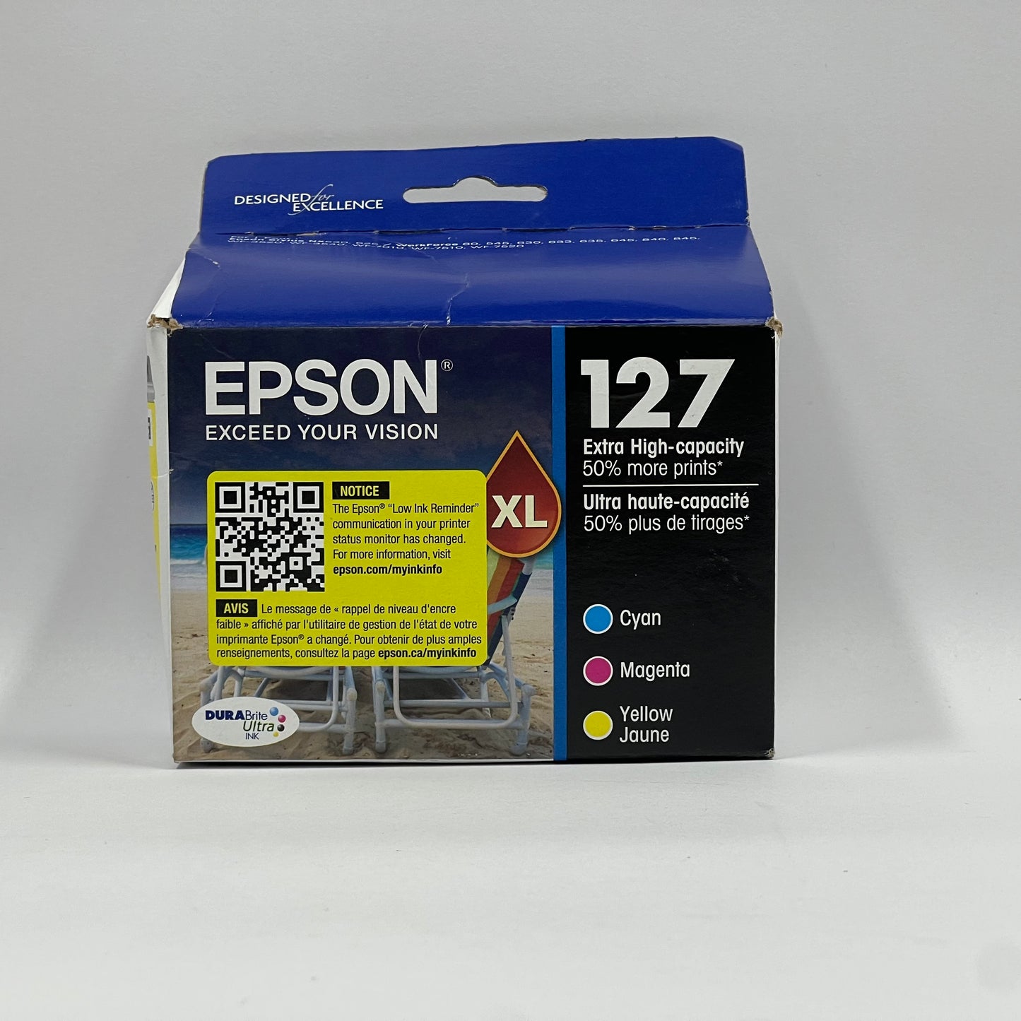 New Epson 127 XL T127520-S / T127520-CP Yellow, Cyan and Magenta Ink Cartridge