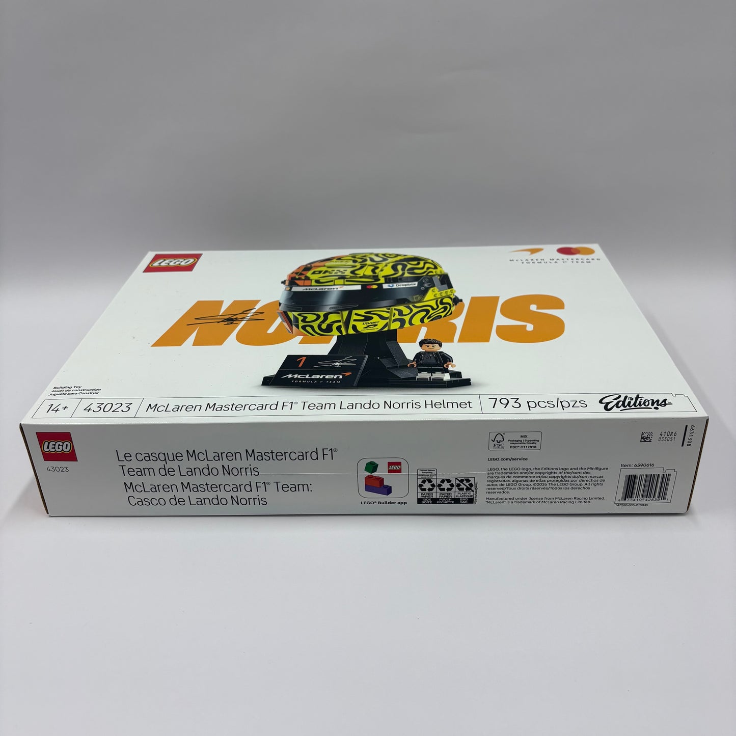New Lego McLaren Mastercard F1 Team Lando Norris Helmet  Lego Set 43023