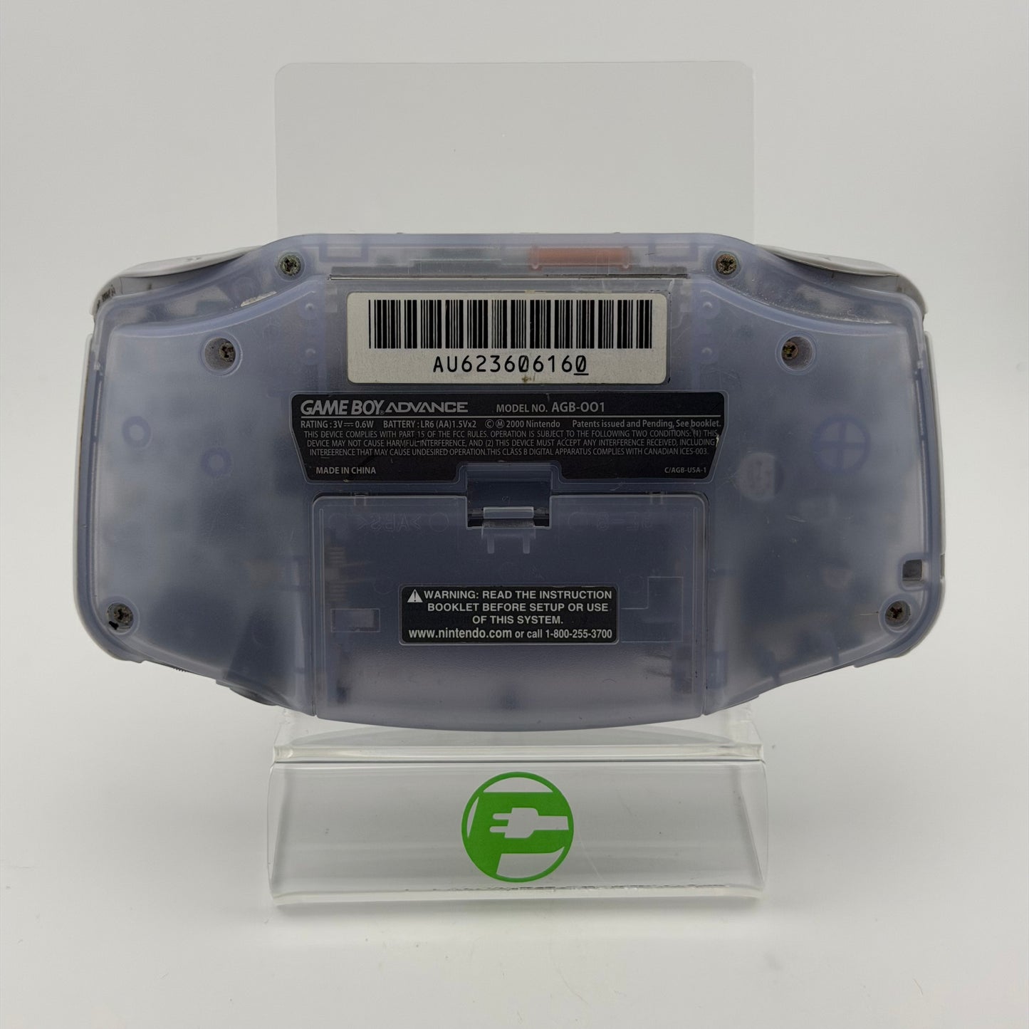 Nintendo Game Boy Advance Handheld Game Console Only AGB-001 Clear Glacier