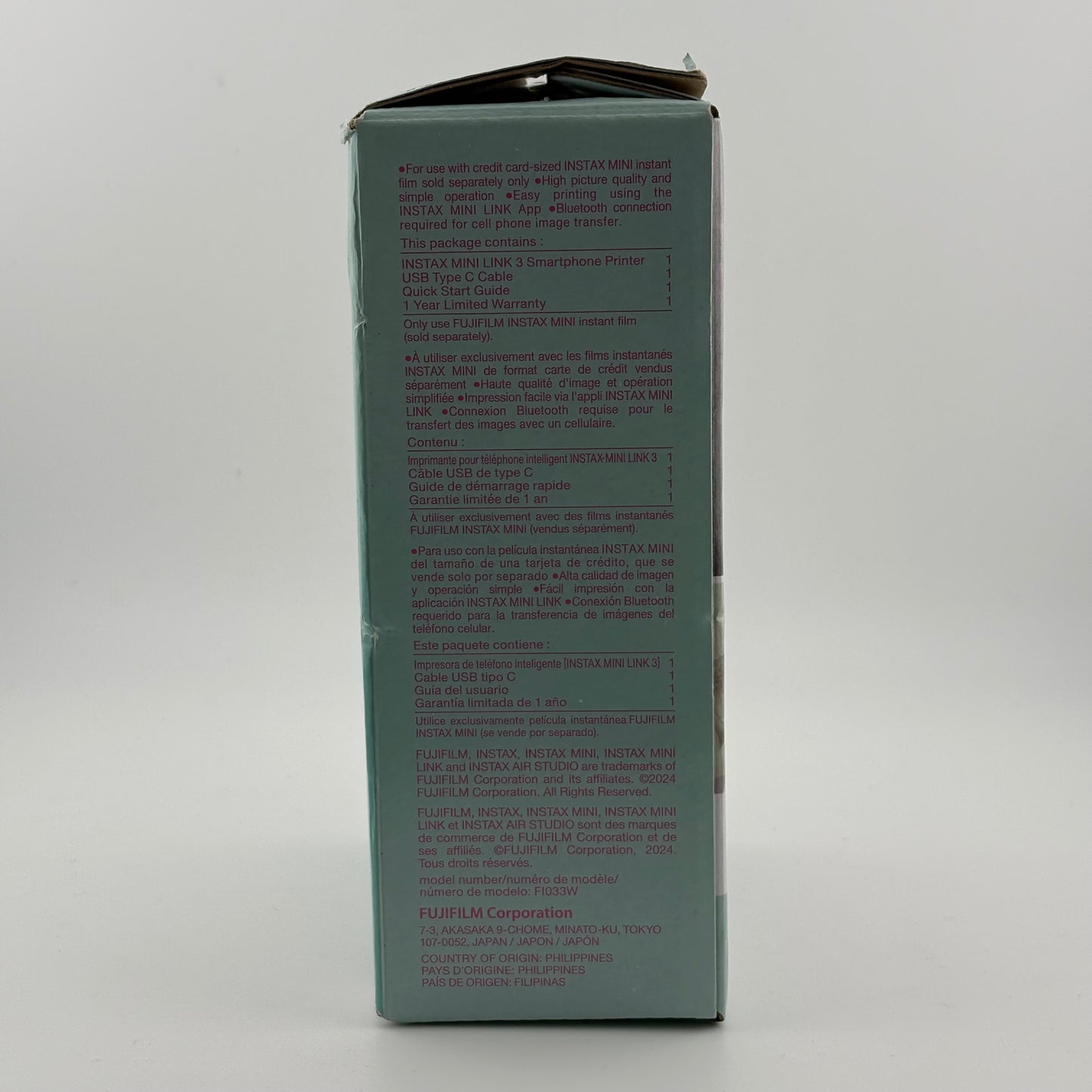 New Fujifilm Instax Mini Link 3 Smartphone Printer Pink