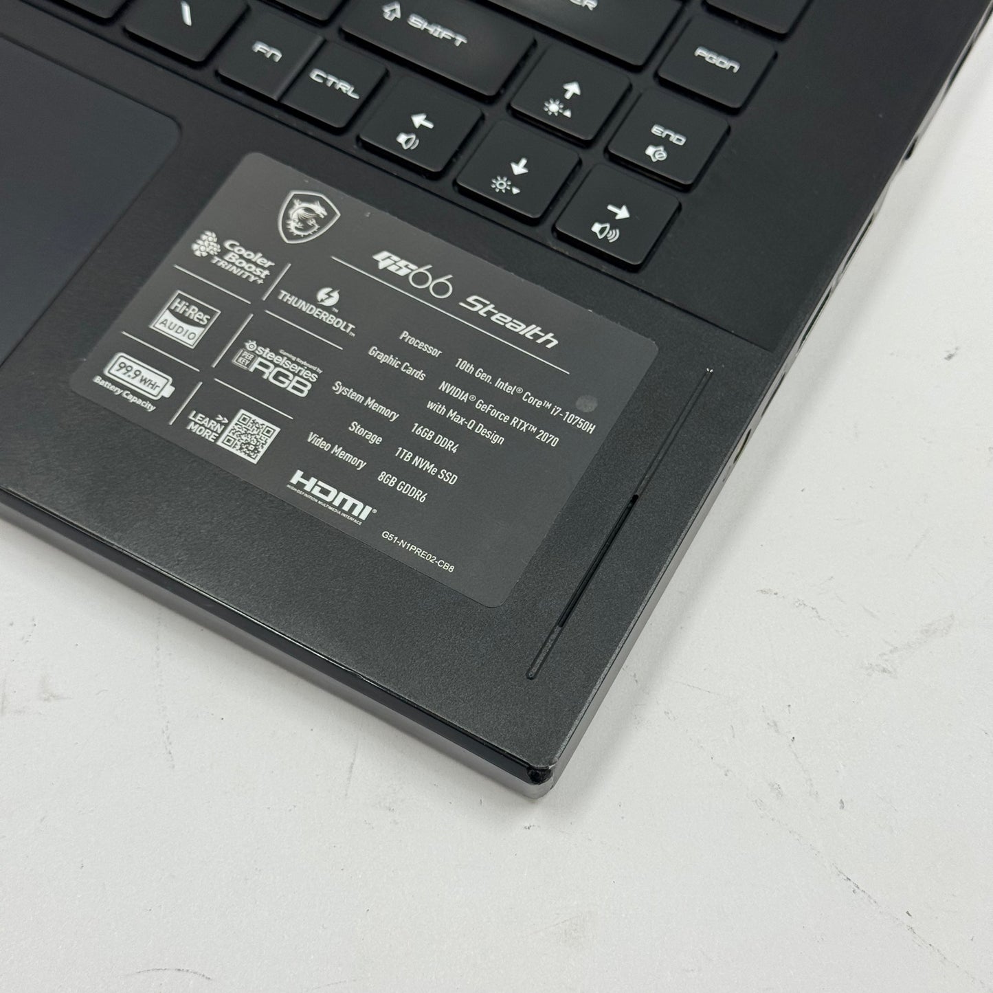 MSI Stealth GS66 10SF 15.6" i7-10750H 2.6GHz 16GB RAM 1TB SSD GeForce RTX 2070