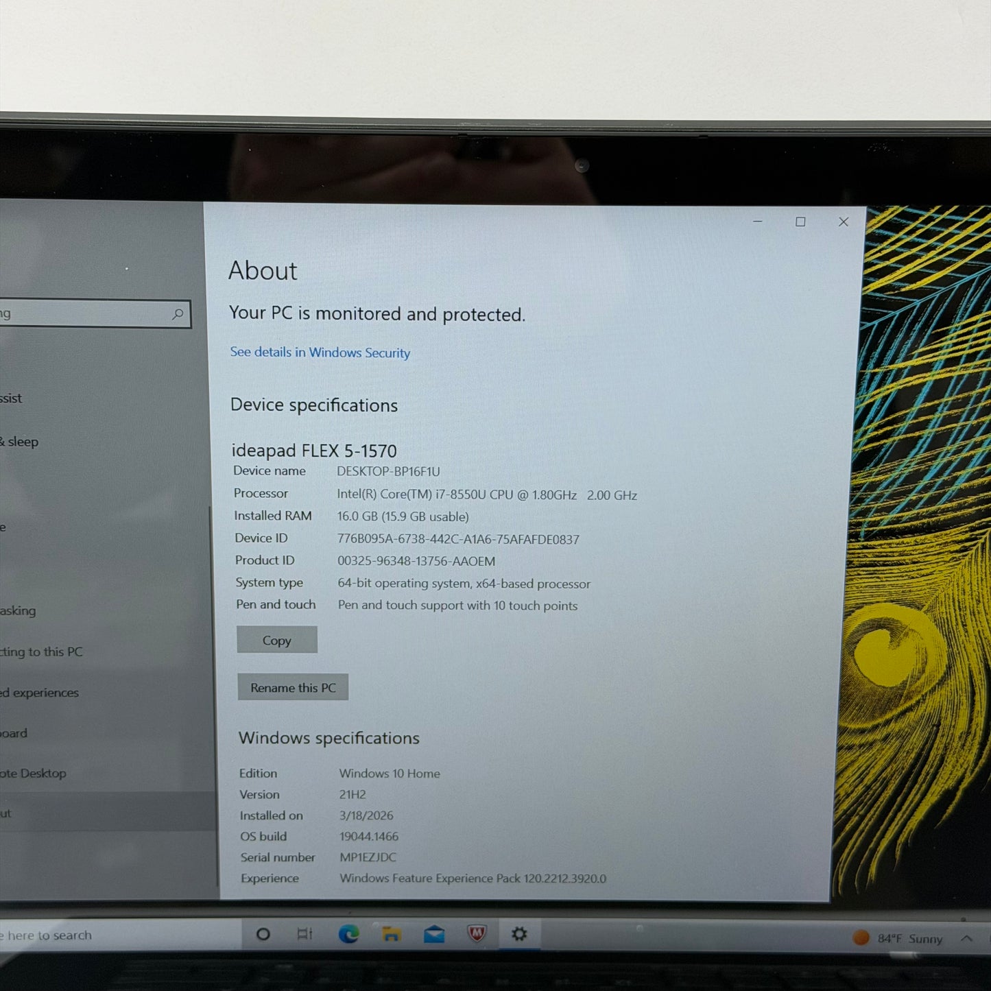 Lenovo IdeaPad Flex 5-1570 15.6" i7-8550U 1.8GHz 16GB RAM 512GB SSD GeForce 940MX