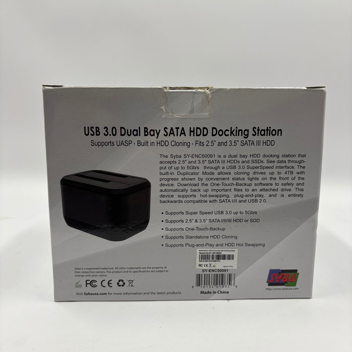 New Syba USB 3.0 Dual Bay SATA HDD Hard Drive Docking Station SY-ENC50091