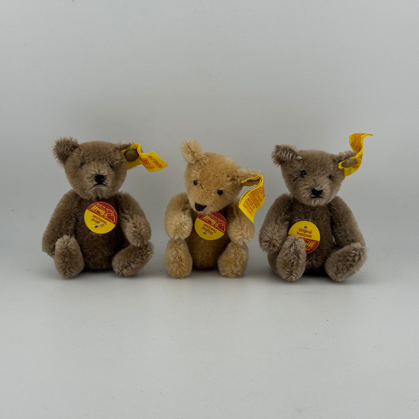 Sheiff  Original Teddy 4" Vintage Jointed Mohair Teddy Bear 0202/10 Lot of 3
