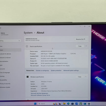 Asus ROG Strix G513 15.6" Ryzen 7 5800H 3.2GHz 16GB RAM 1TB SSD  RTX 3050 Ti