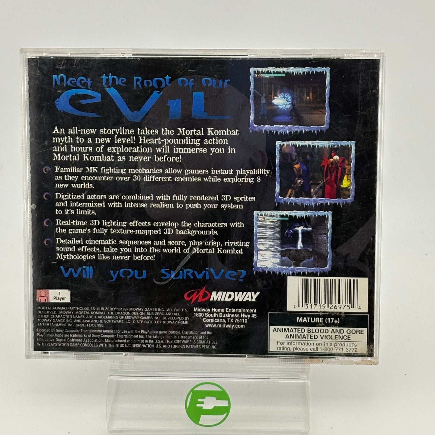 Mortal Kombat Mythologies: Sub-Zero (Sony PlayStation 1 PS1, 1997)
