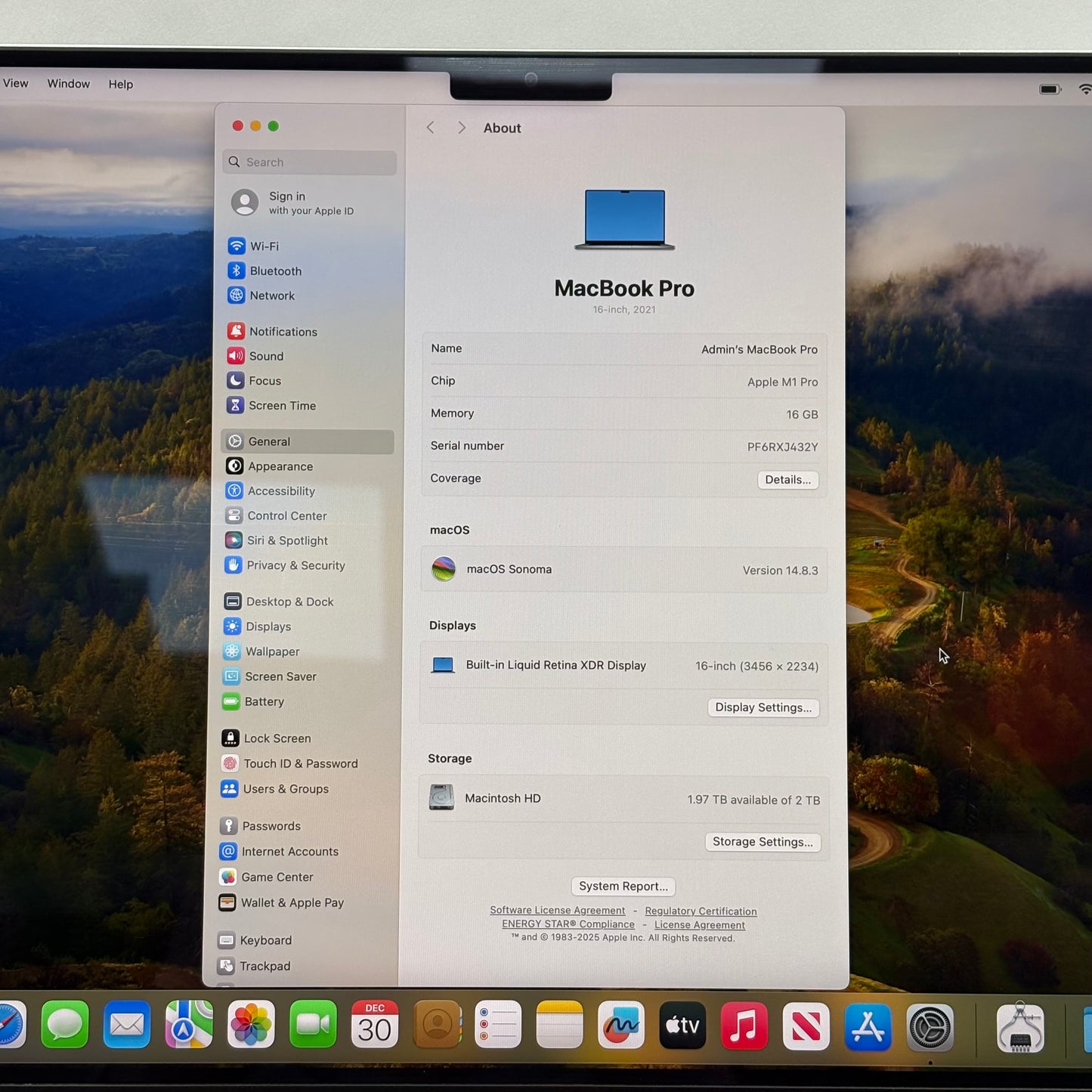 2021 Apple MacBook Pro 16" M1 Pro 16 Core 3.2GHz 16GB RAM 2TB SSD A2485