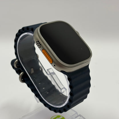 Unlocked Apple Watch Ultra 2 49MM Silver Titanium Blue Ocean Band