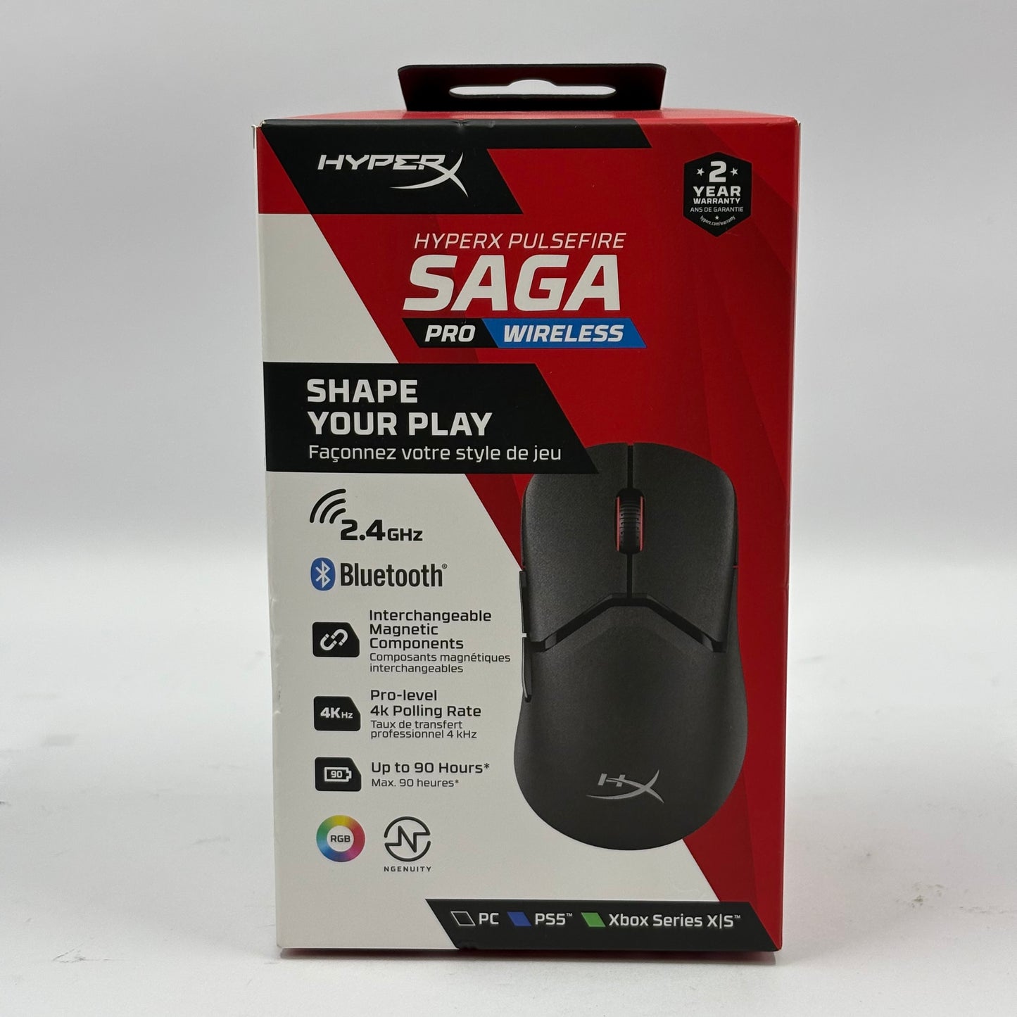 New HyperX Pulsefire Saga Black A2PB2AA Multi-Platform Pro Wireless Mouse