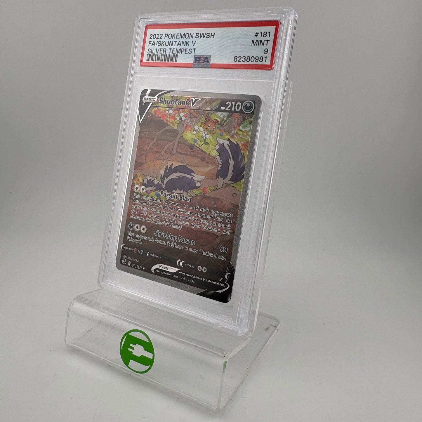 Pokémon TCG Sword & Shield - Silver Tempest Skuntank V #181 English PSA 9