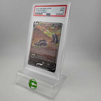 Pokémon TCG Sword & Shield - Silver Tempest Skuntank V #181 English PSA 9
