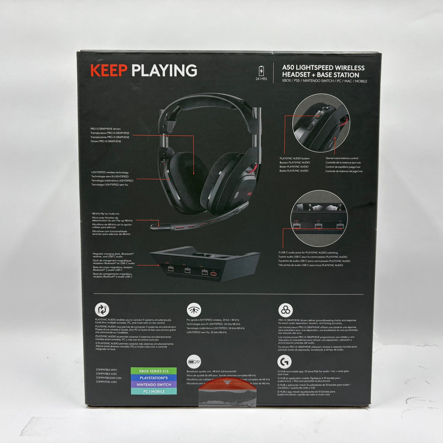 New Logitech Astro A50 Black Wireless Gaming Headset with Base Station
