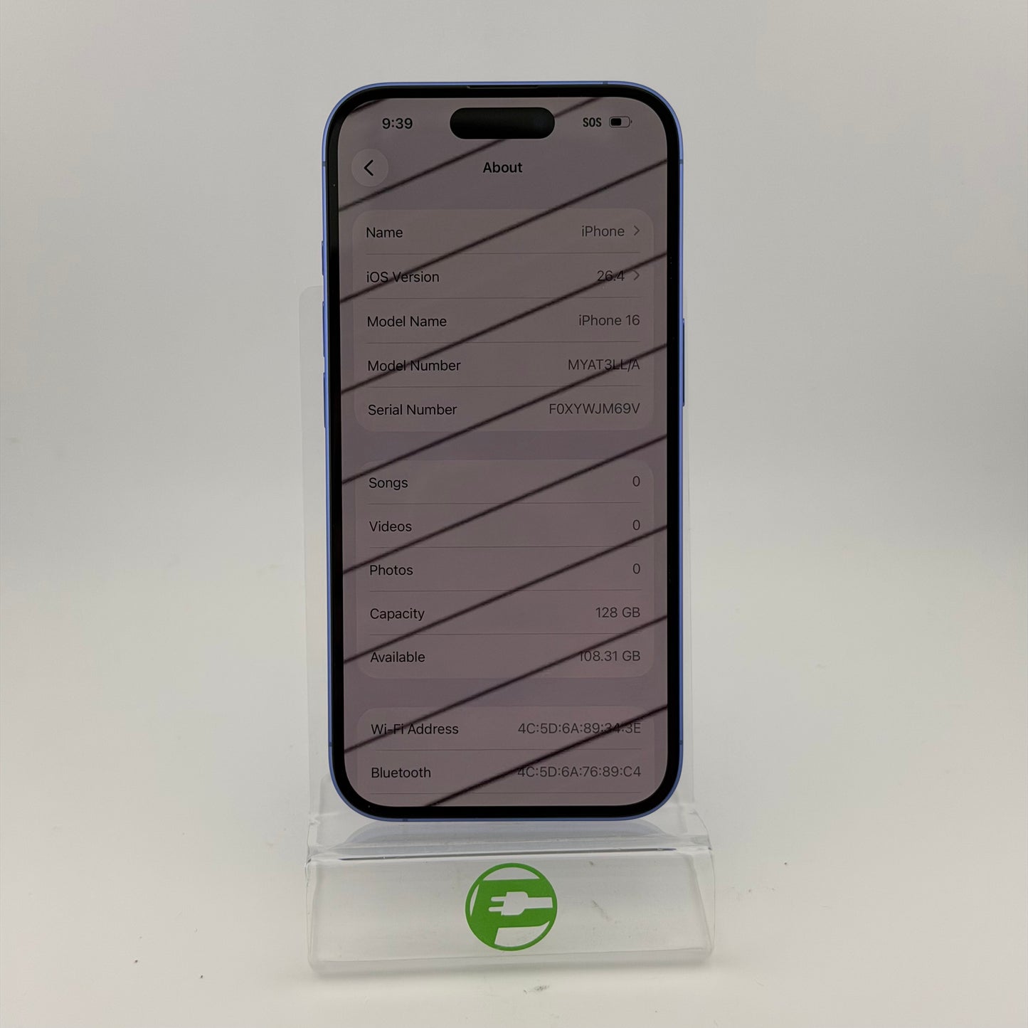 Factory Unlocked Apple iPhone 16 128GB Blue MYAT3LL/A