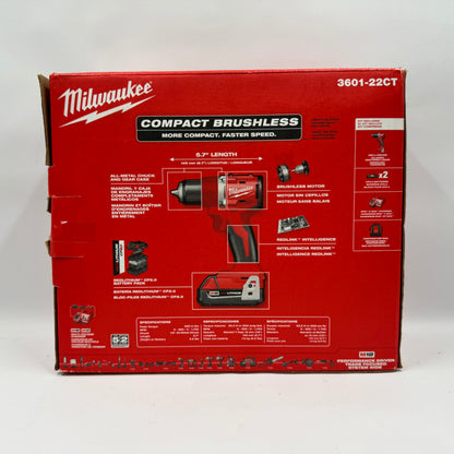 Milwaukee 3601-22ct M18 18V Compact Brushless 1/2" Drill/Driver Kit