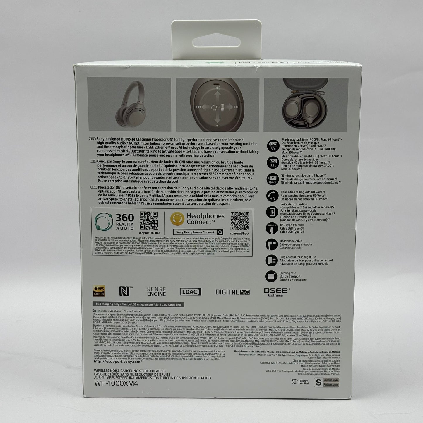 Sony WH-1000XM4 Wireless Over-Ear Bluetooth Headphones Silver