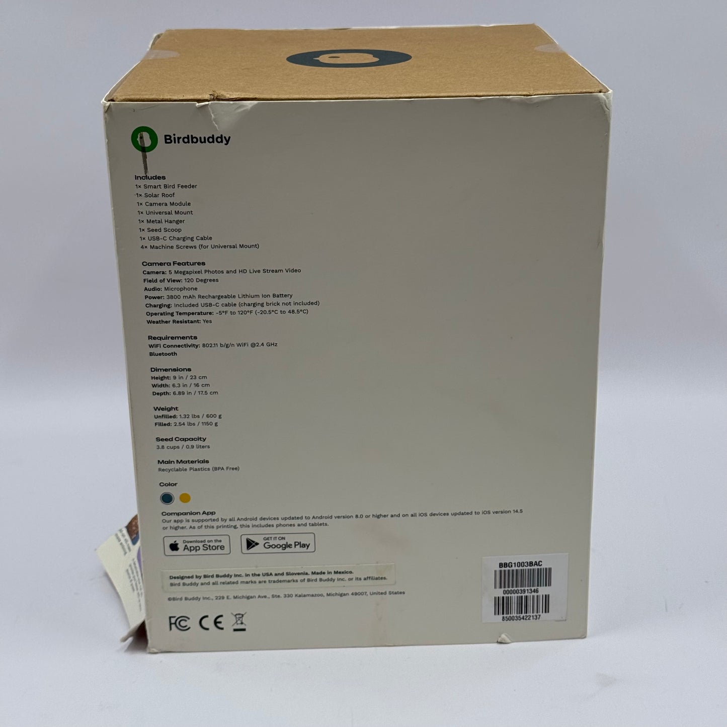 New Birdbuddy Smart Bird Feeder Blue Shelf Wear BBG1003BAC