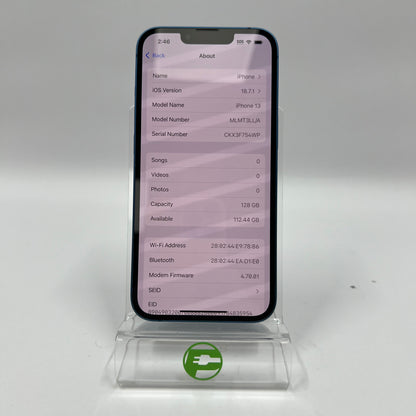 Unlocked Apple iPhone 13 128GB Blue MLMT3LL/A