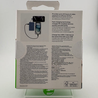 New Belkin BoostCharge Power Bank 10K With Integrated Cable BPB021