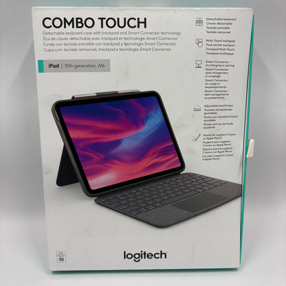 New Logitech Combo Touch Detachable Keyboard Case 920-013292 Black For iPad 10th Gen