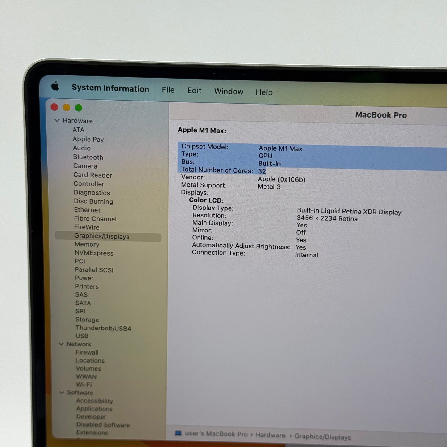 2021 Apple MacBook Pro 16" M1 Max 32C GPU 3.2GHz 64GB RAM 4TB SSD A2485