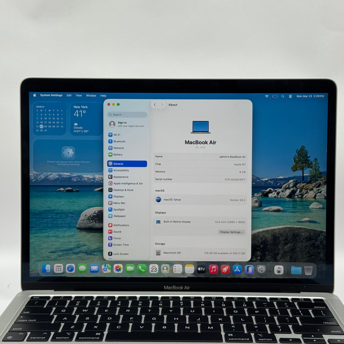 2020 Apple MacBook Air 13.3" M1 7C GPU 3.2GHz 8GB RAM 256GB SSD A2337