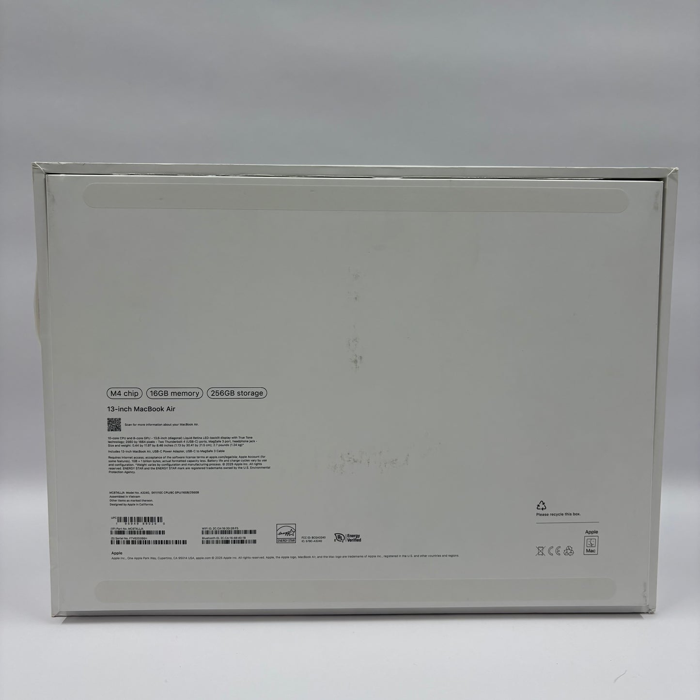 2025 Apple MacBook Air 13.6" M4 8 Core 4.5GHz 16GB RAM 256GB SSD A3240