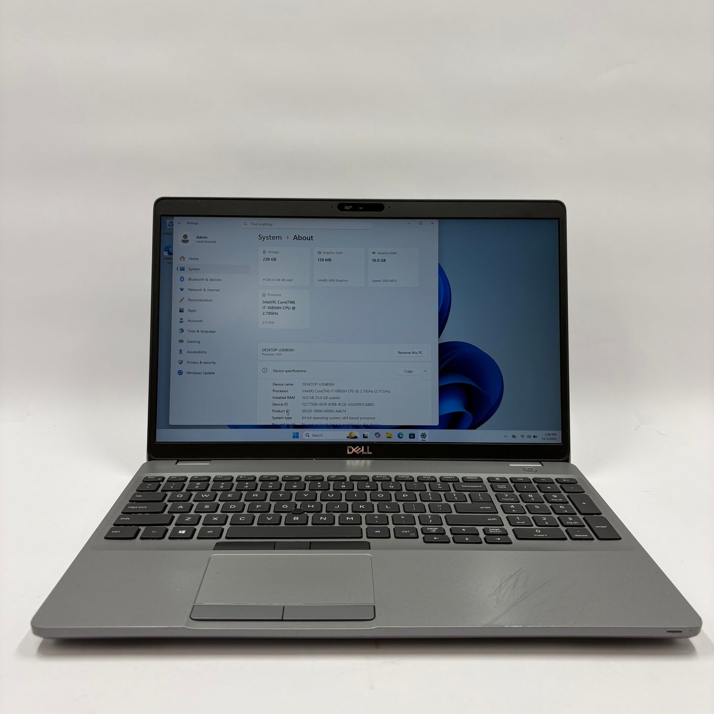 Dell Precision 3551 15.6" i7-10850H 2.7GHz 16GB RAM 256GB SSD