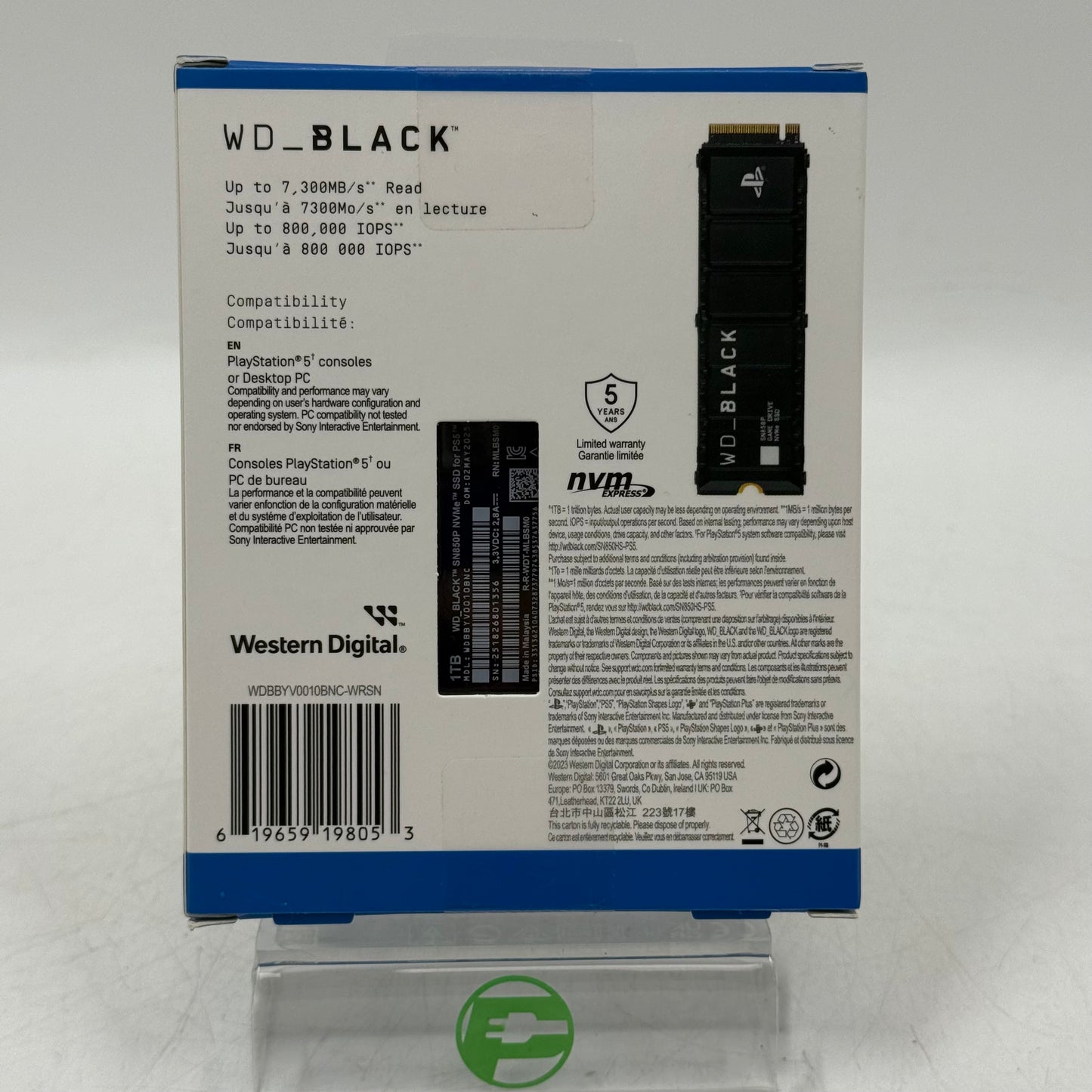 New Western Digital WD Black SN850P 1TB 2280mm M.2 NVMe Gen 4 SSD WDBBYV0010BNC