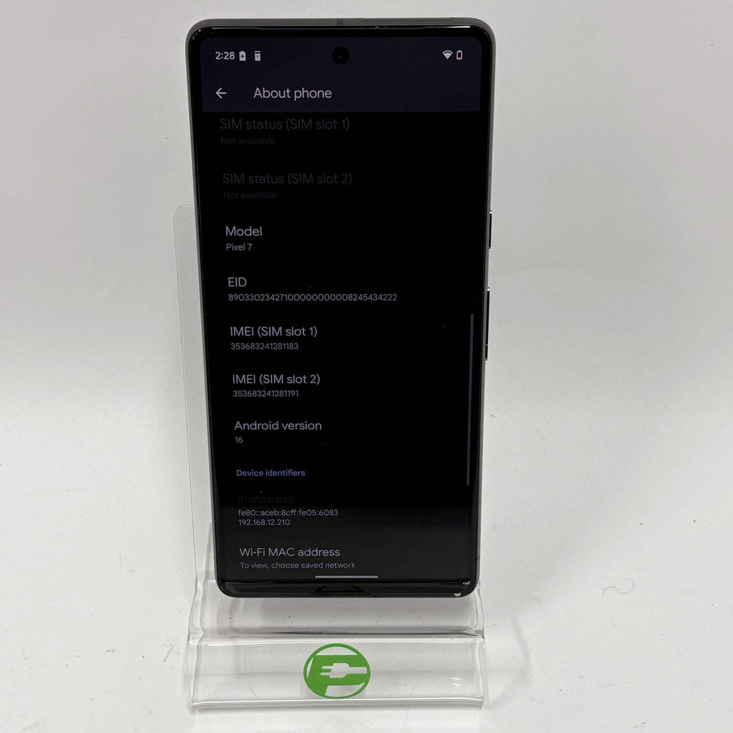 Factory Unlocked Google Pixel 7 256GB Charcoal GA04524-US