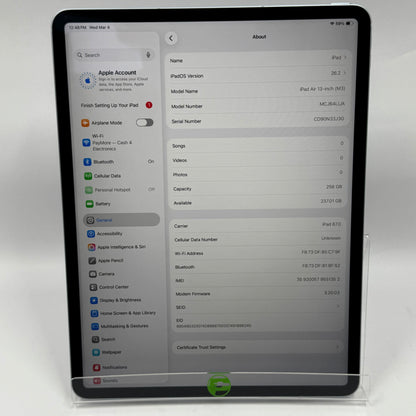 Unlocked Apple iPad Air 13" M3 256GB Blue MCJ64LL/A