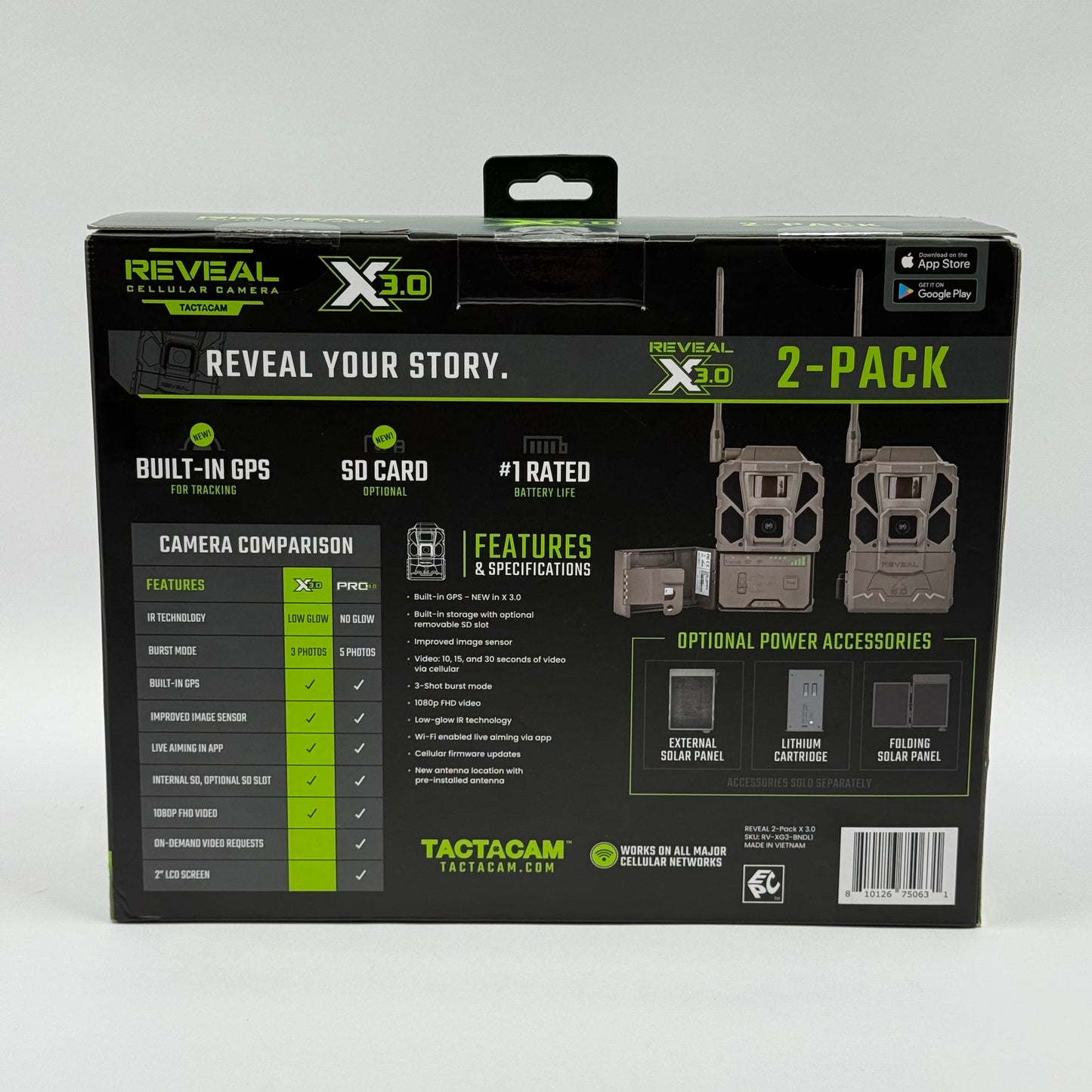 New Tactacam Reveal X 3.0 2-Pack Cellular Trail Camera RV-XG3-BNDL1