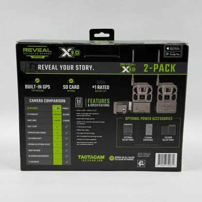 New Tactacam Reveal X 3.0 2-Pack Cellular Trail Camera RV-XG3-BNDL1
