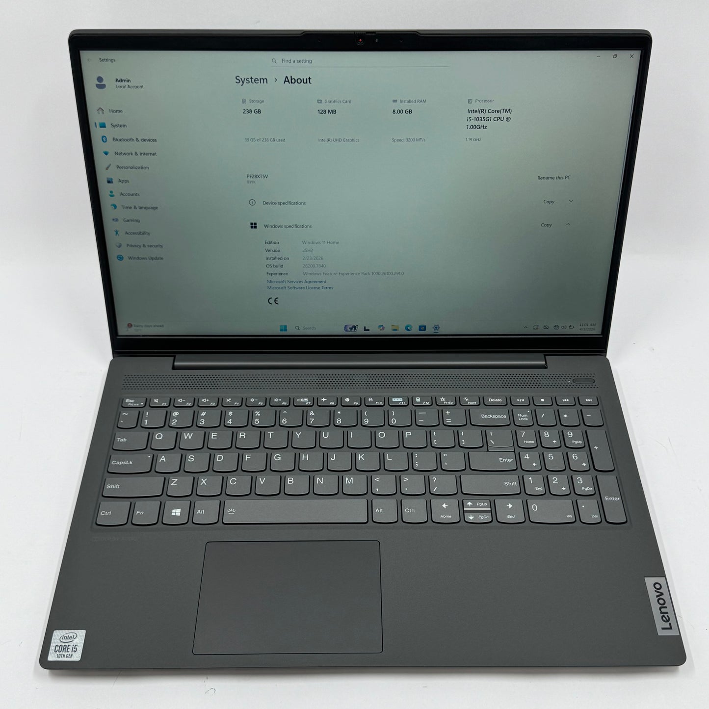 Lenovo IdeaPad 5 81YK000TUS 15.6" i5-1035G1 1.2GHz 8GB RAM 256GB SSD