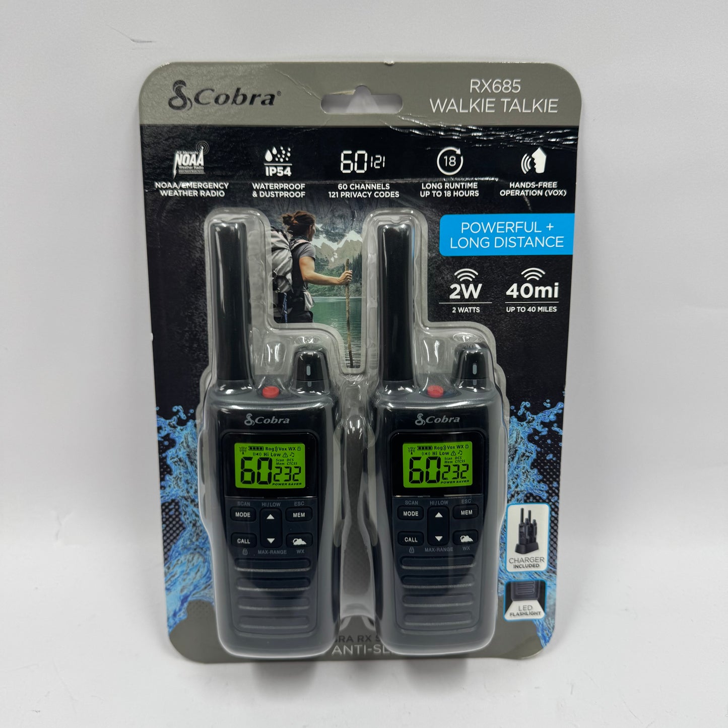 New Cobra Walkie Talkie 2 Pack RX685